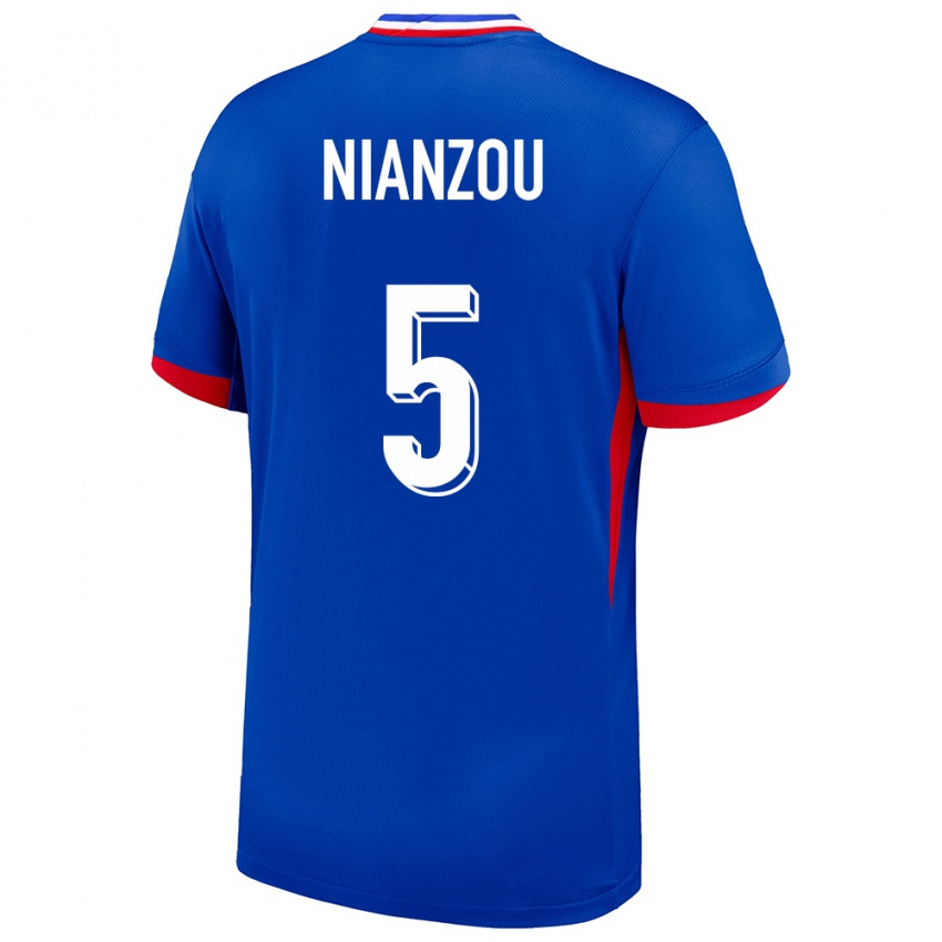 Bambino Maglia Francia Tanguy Nianzou #5 Blu Kit Gara Home 24-26 Maglietta