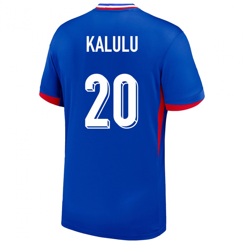 Bambino Maglia Francia Pierre Kalulu #20 Blu Kit Gara Home 24-26 Maglietta