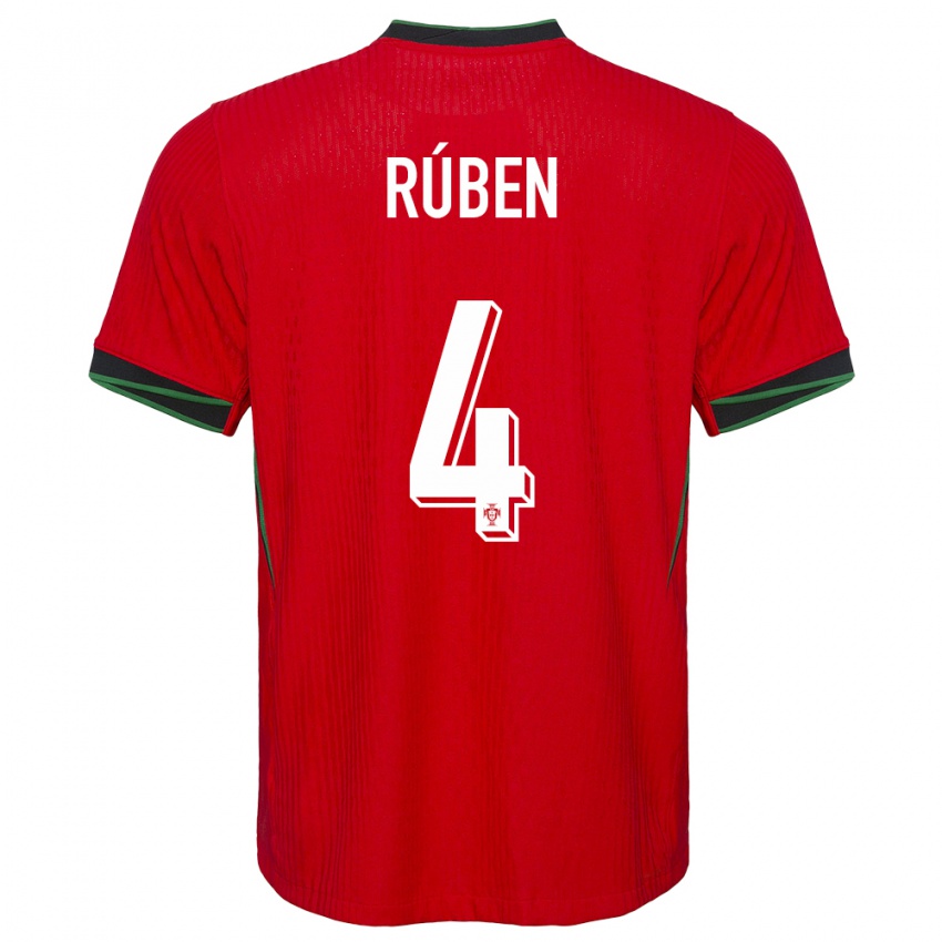 Bambino Maglia Portogallo Ruben Dias #4 Rosso Kit Gara Home 24-26 Maglietta