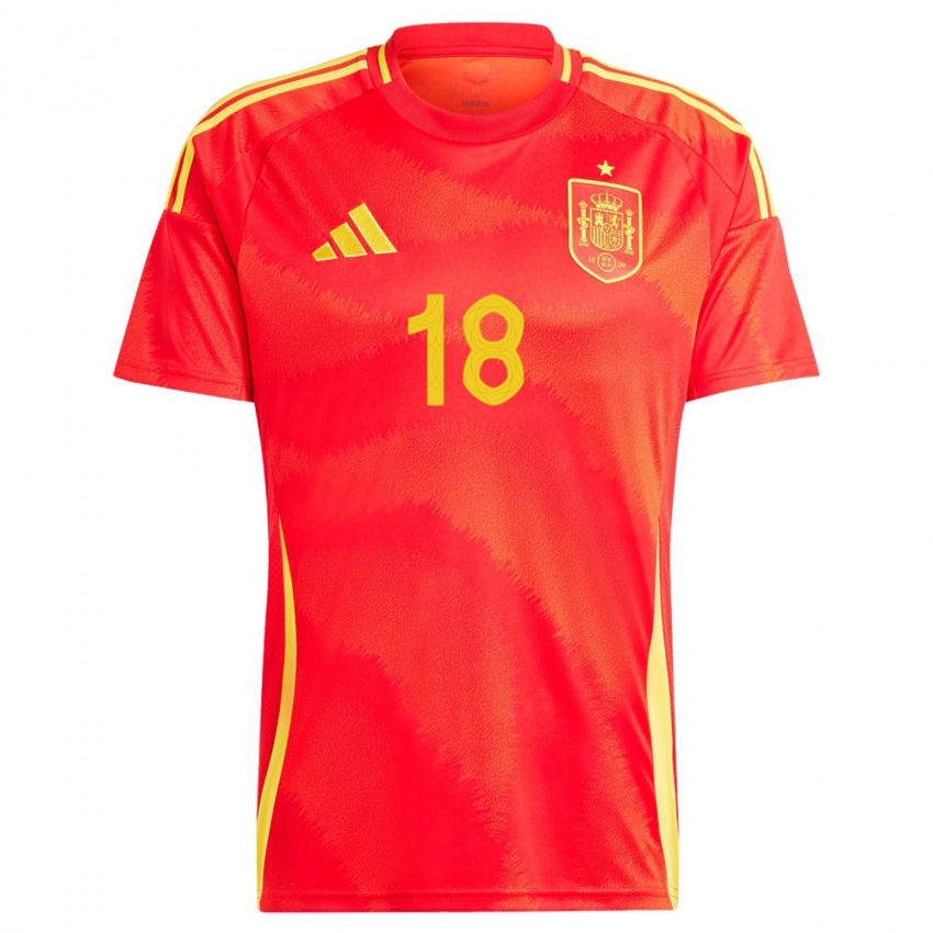 Bambino Maglia Spagna Jordi Alba #18 Rosso Kit Gara Home 24-26 Maglietta