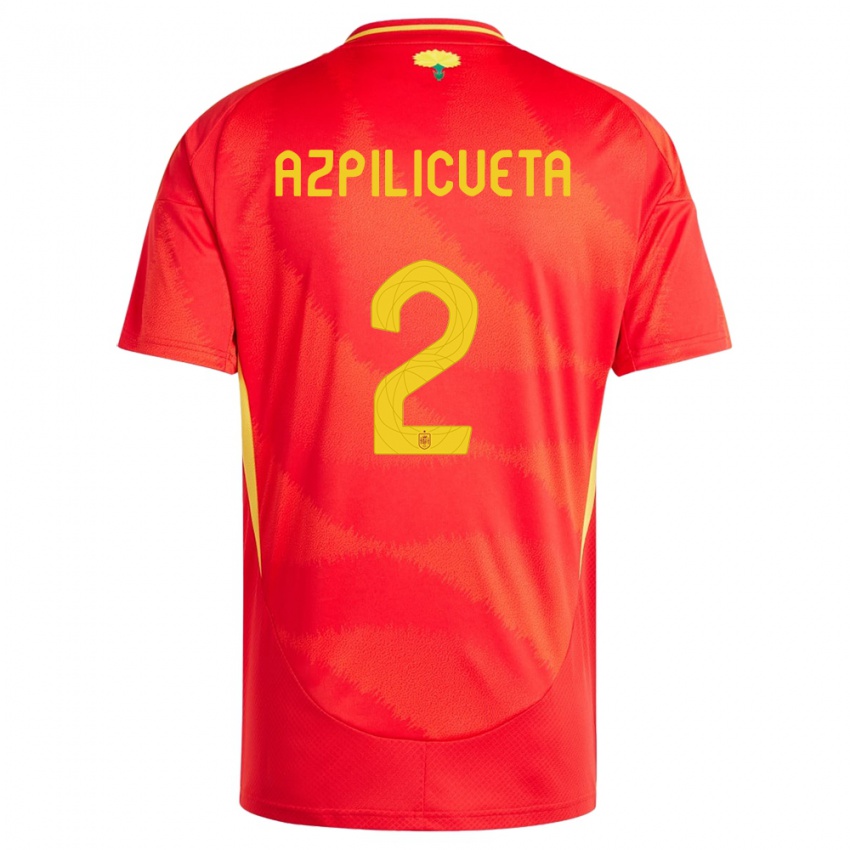 Bambino Maglia Spagna Cesar Azpilicueta #2 Rosso Kit Gara Home 24-26 Maglietta