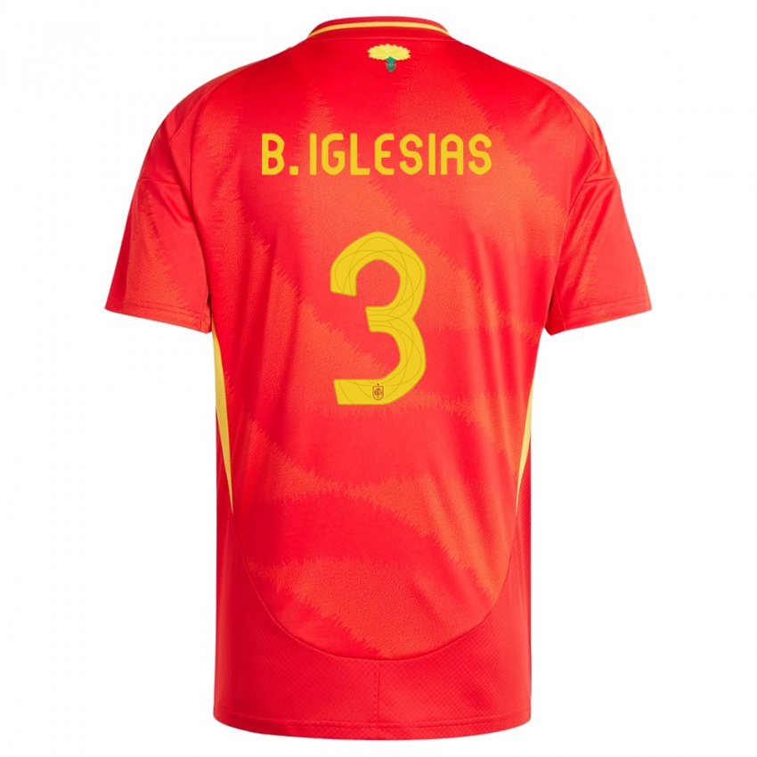 Bambino Maglia Spagna Borja Iglesias #3 Rosso Kit Gara Home 24-26 Maglietta