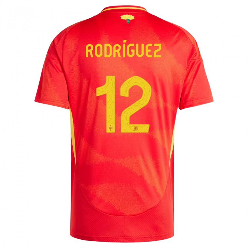 Bambino Maglia Spagna Lucia Rodriguez #12 Rosso Kit Gara Home 24-26 Maglietta