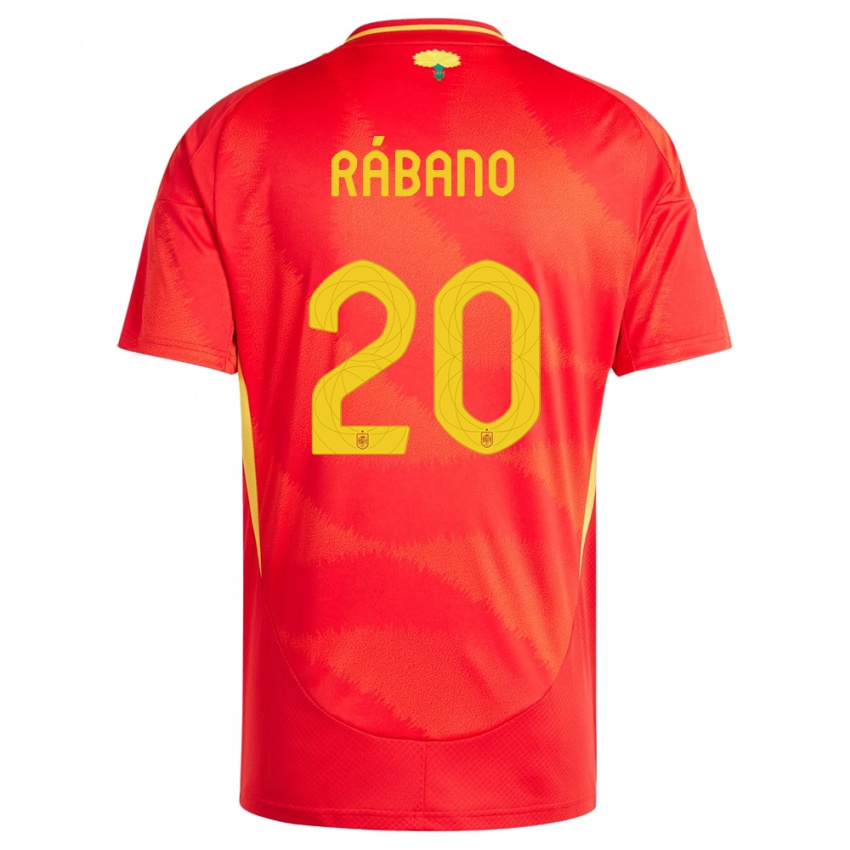 Bambino Maglia Spagna Nuria Rabano #20 Rosso Kit Gara Home 24-26 Maglietta