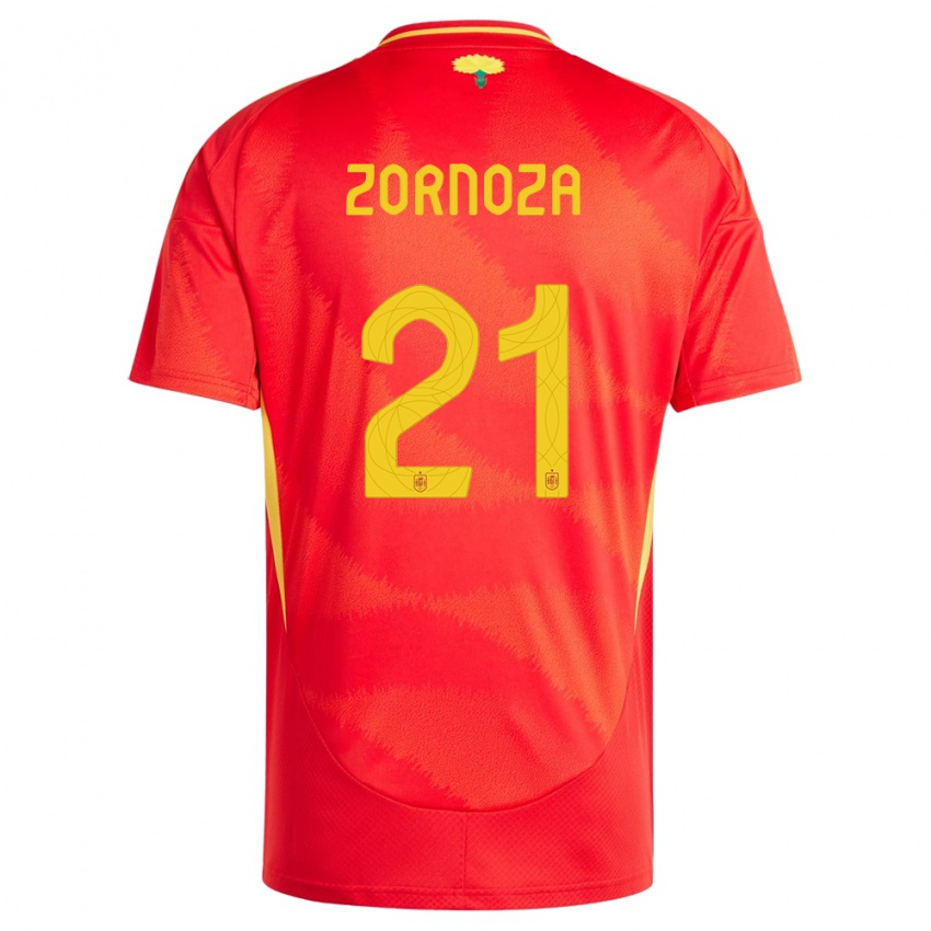 Bambino Maglia Spagna Claudia Zornoza #21 Rosso Kit Gara Home 24-26 Maglietta