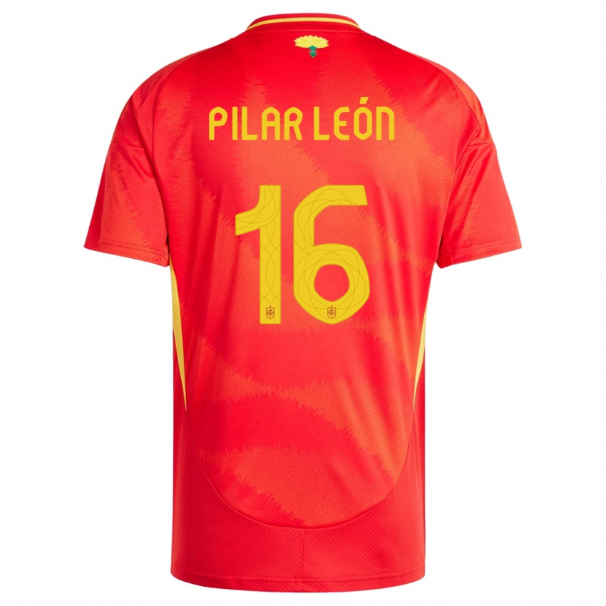 Bambino Maglia Spagna Maria Pilar Leon #16 Rosso Kit Gara Home 24-26 Maglietta