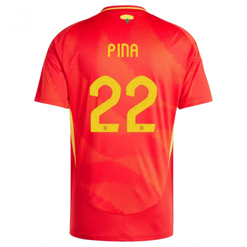 Bambino Maglia Spagna Claudia Pina #22 Rosso Kit Gara Home 24-26 Maglietta