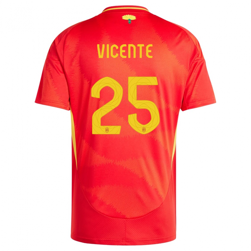 Bambino Maglia Spagna Ainhoa Vicente #25 Rosso Kit Gara Home 24-26 Maglietta