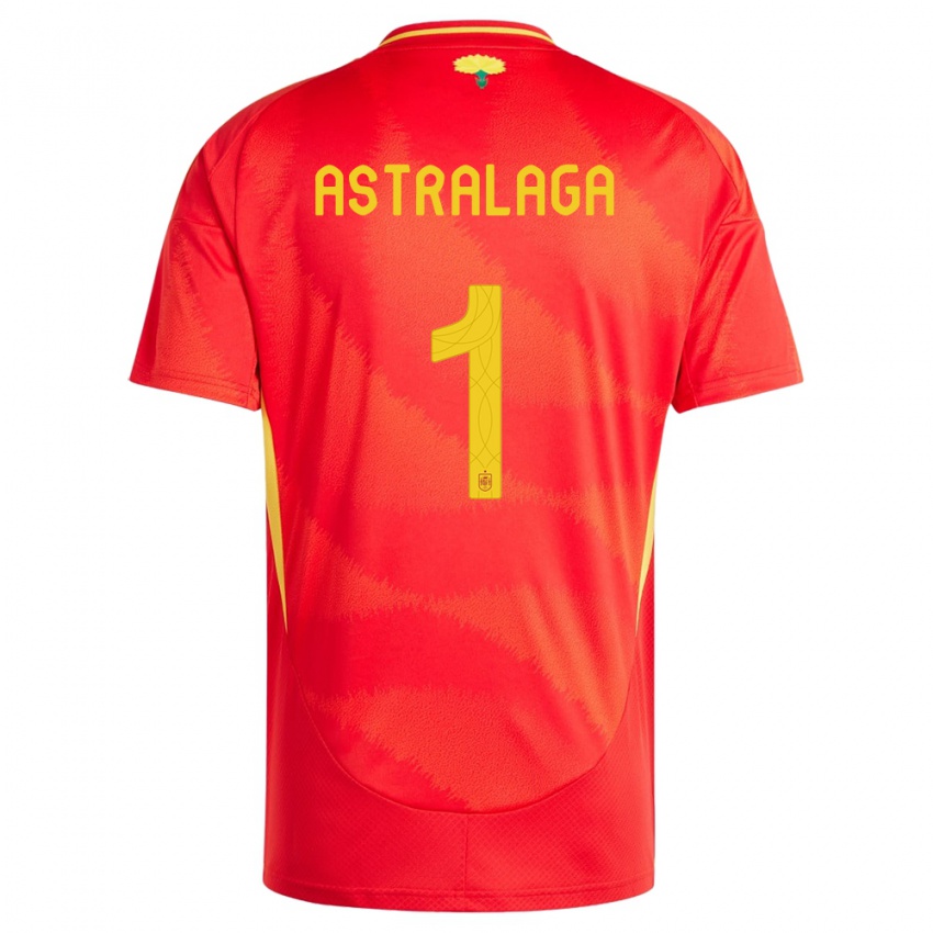 Bambino Maglia Spagna Ander Astralaga #1 Rosso Kit Gara Home 24-26 Maglietta