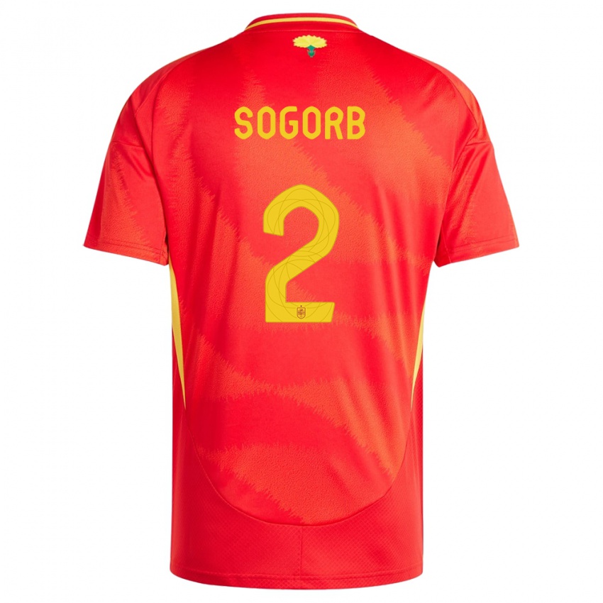 Bambino Maglia Spagna Carles Sogorb #2 Rosso Kit Gara Home 24-26 Maglietta