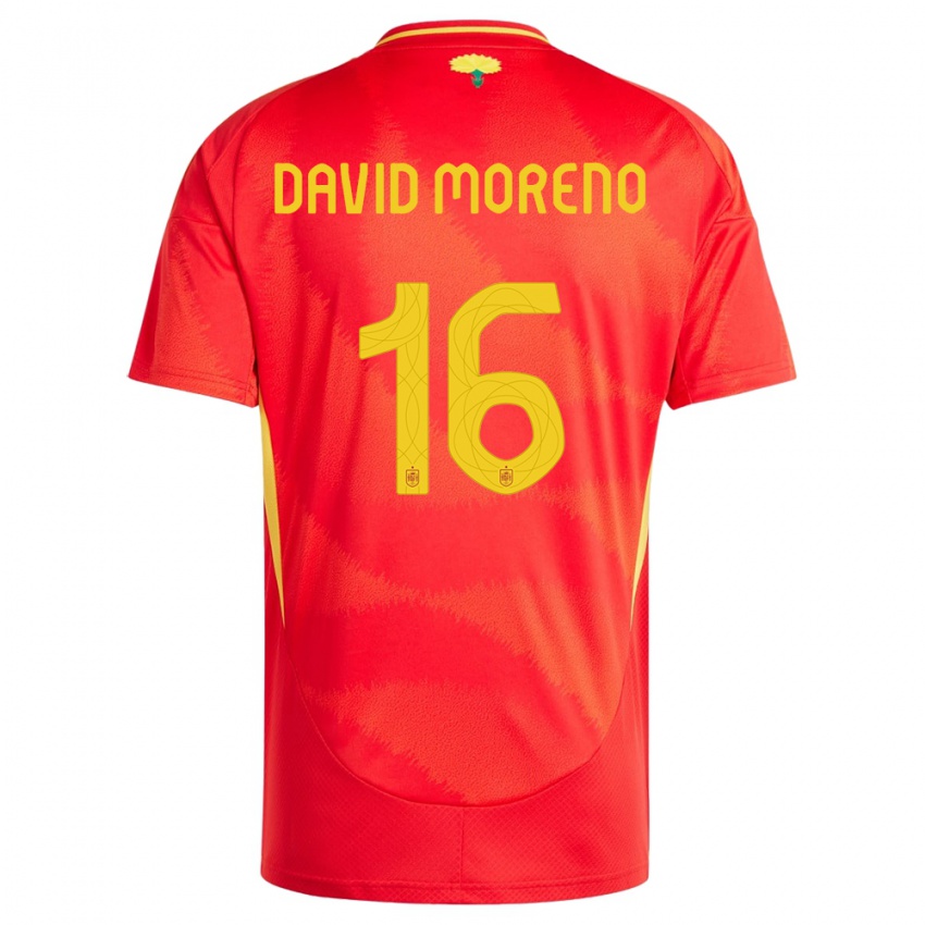 Bambino Maglia Spagna Antonio David Moreno #16 Rosso Kit Gara Home 24-26 Maglietta