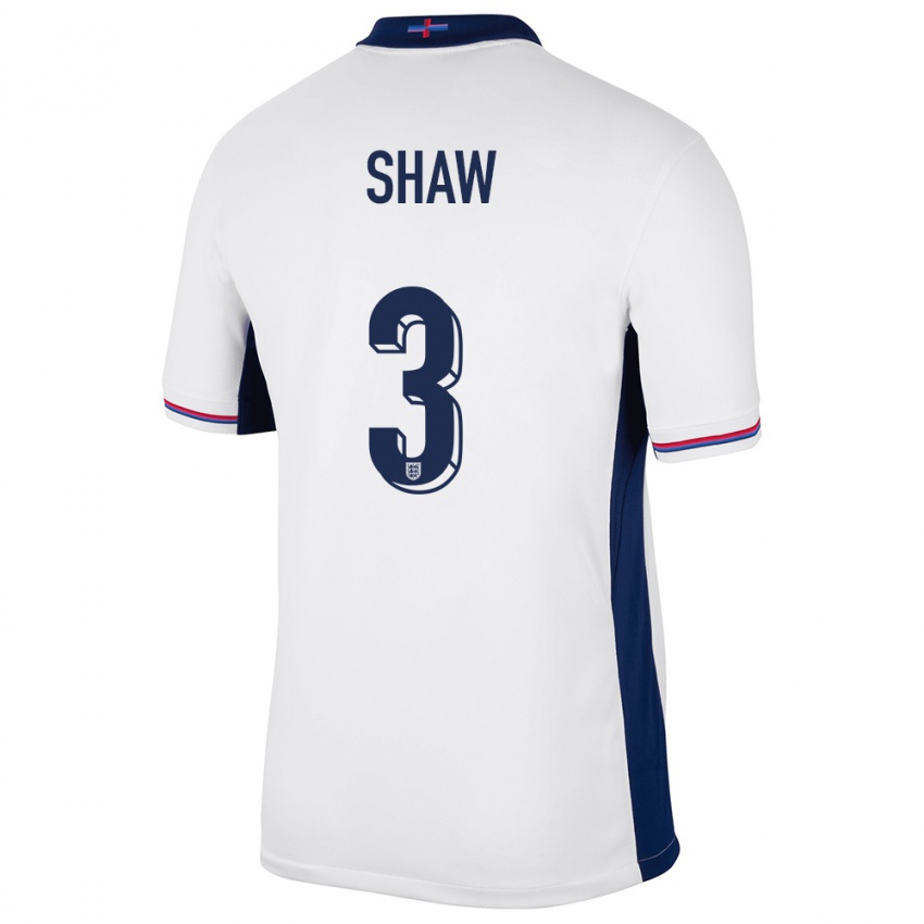 Bambino Maglia Inghilterra Luke Shaw #3 Bianco Kit Gara Home 24-26 Maglietta