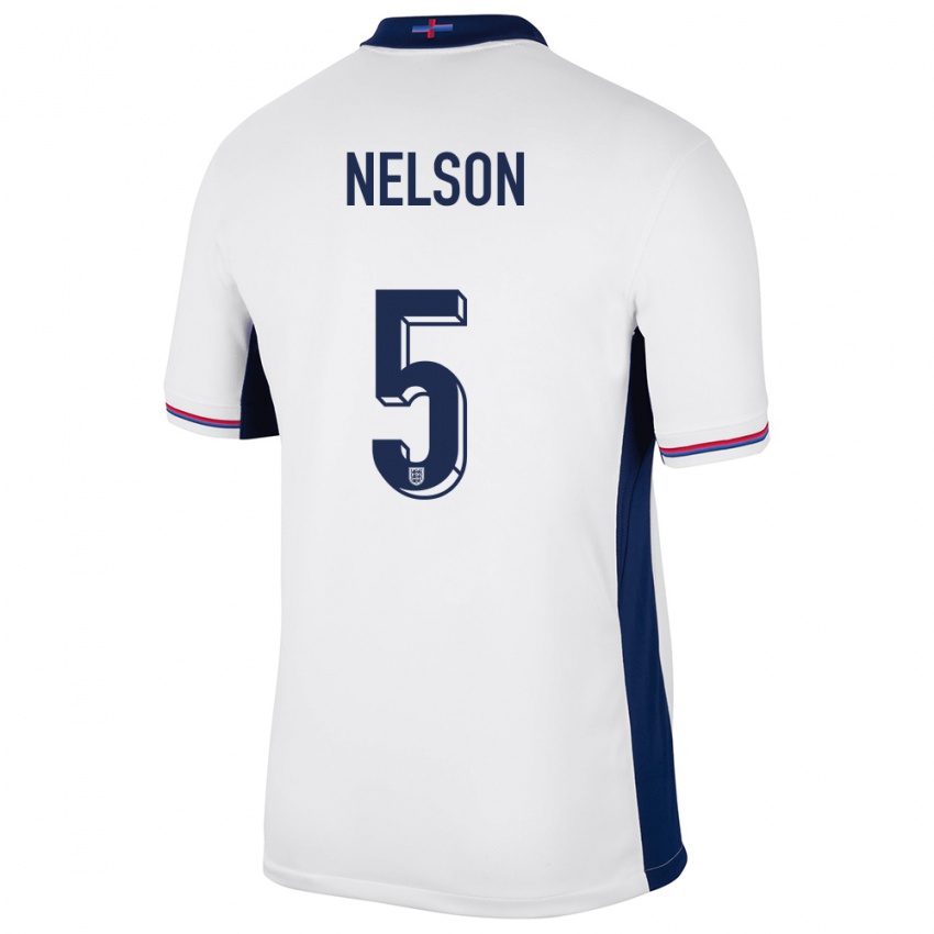 Bambino Maglia Inghilterra Ben Nelson #5 Bianco Kit Gara Home 24-26 Maglietta