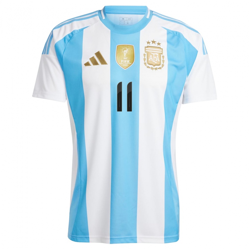 Bambino Maglia Argentina Angel Di Maria #11 Bianco Blu Kit Gara Home 24-26 Maglietta