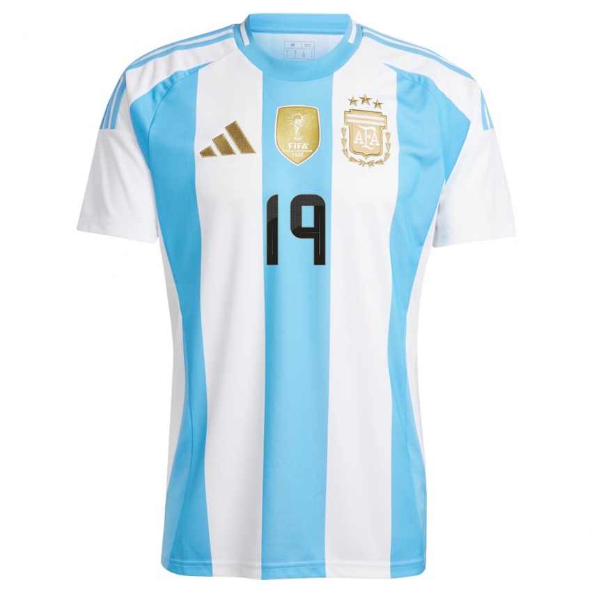 Bambino Maglia Argentina Nicolas Otamendi #19 Bianco Blu Kit Gara Home 24-26 Maglietta