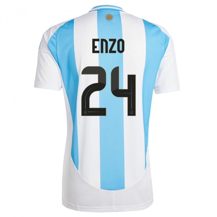 Bambino Maglia Argentina Enzo Fernandez #24 Bianco Blu Kit Gara Home 24-26 Maglietta