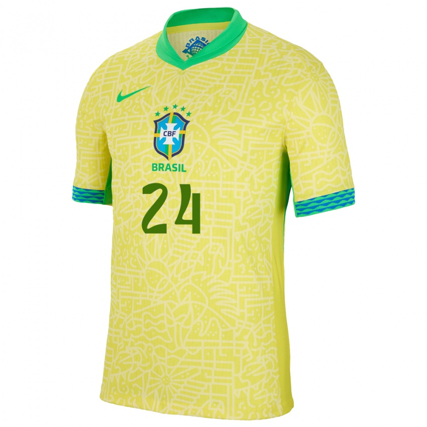 Bambino Maglia Brasile Roberto Firmino #24 Giallo Kit Gara Home 24-26 Maglietta