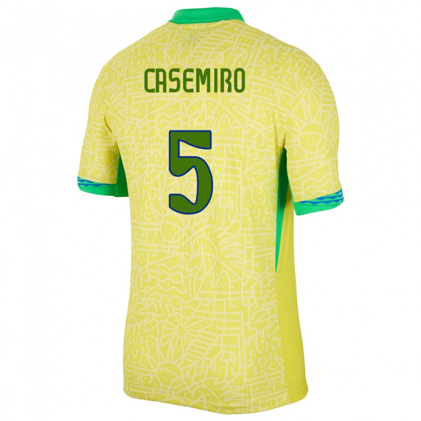 Bambino Maglia Brasile Casemiro #5 Giallo Kit Gara Home 24-26 Maglietta