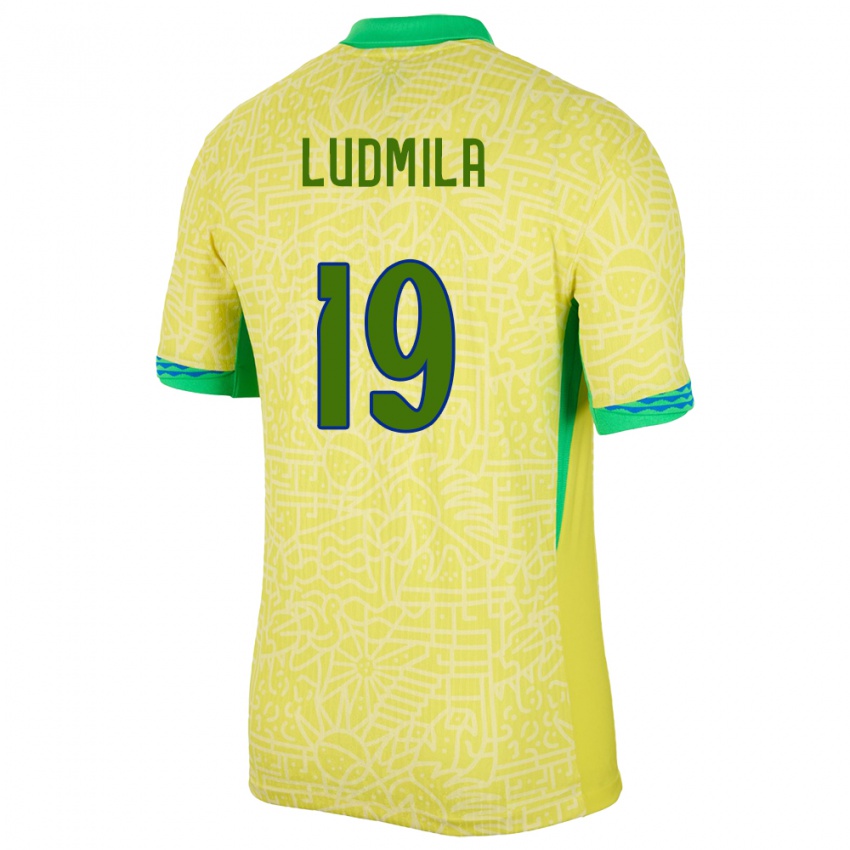 Bambino Maglia Brasile Ludmila #19 Giallo Kit Gara Home 24-26 Maglietta