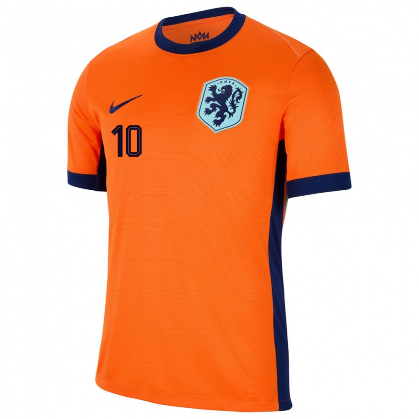 Bambino Maglia Paesi Bassi Memphis Depay #10 Arancia Kit Gara Home 24-26 Maglietta