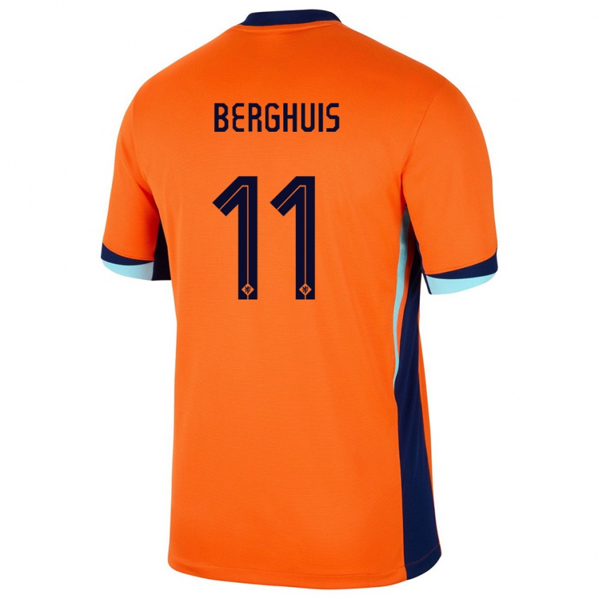 Bambino Maglia Paesi Bassi Steven Berghuis #11 Arancia Kit Gara Home 24-26 Maglietta