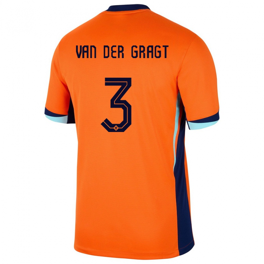 Bambino Maglia Paesi Bassi Stefanie Van Der Gragt #3 Arancia Kit Gara Home 24-26 Maglietta