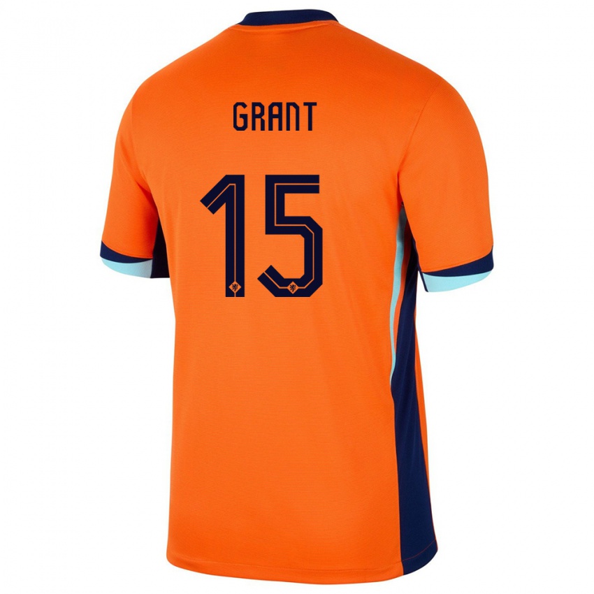 Bambino Maglia Paesi Bassi Chasity Grant #15 Arancia Kit Gara Home 24-26 Maglietta