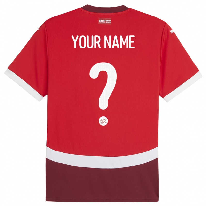 Bambino Maglia Svizzera Il Tuo Nome #0 Rosso Kit Gara Home 24-26 Maglietta