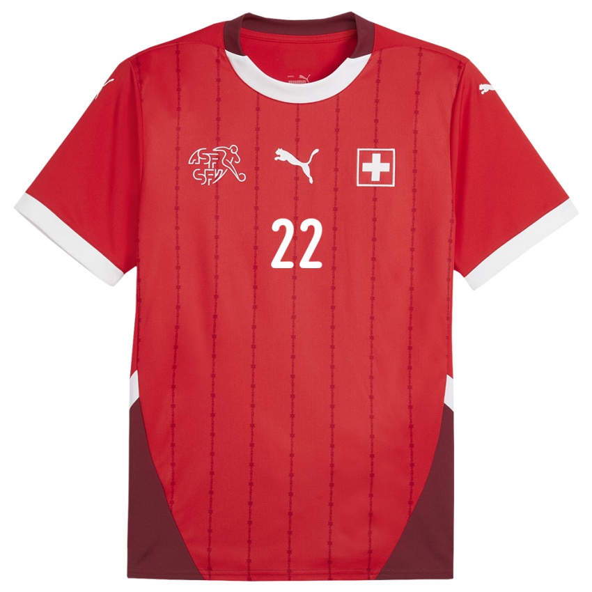 Bambino Maglia Svizzera Fabian Schar #22 Rosso Kit Gara Home 24-26 Maglietta