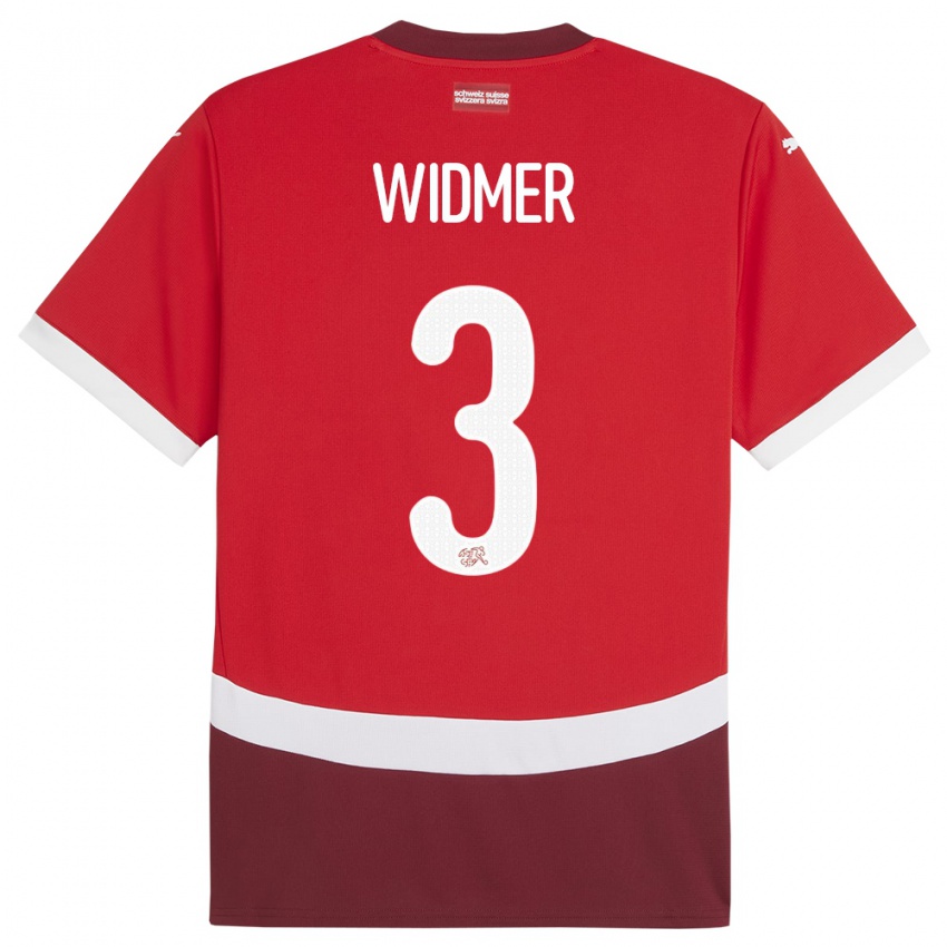 Bambino Maglia Svizzera Silvan Widmer #3 Rosso Kit Gara Home 24-26 Maglietta