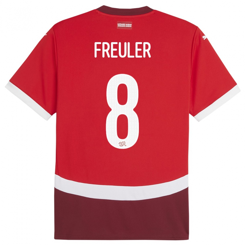 Bambino Maglia Svizzera Remo Freuler #8 Rosso Kit Gara Home 24-26 Maglietta