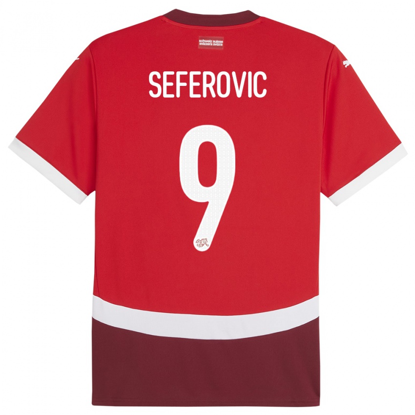 Bambino Maglia Svizzera Haris Seferovic #9 Rosso Kit Gara Home 24-26 Maglietta