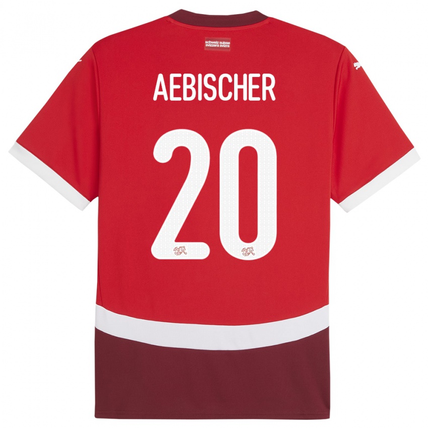 Bambino Maglia Svizzera Michel Aebischer #20 Rosso Kit Gara Home 24-26 Maglietta