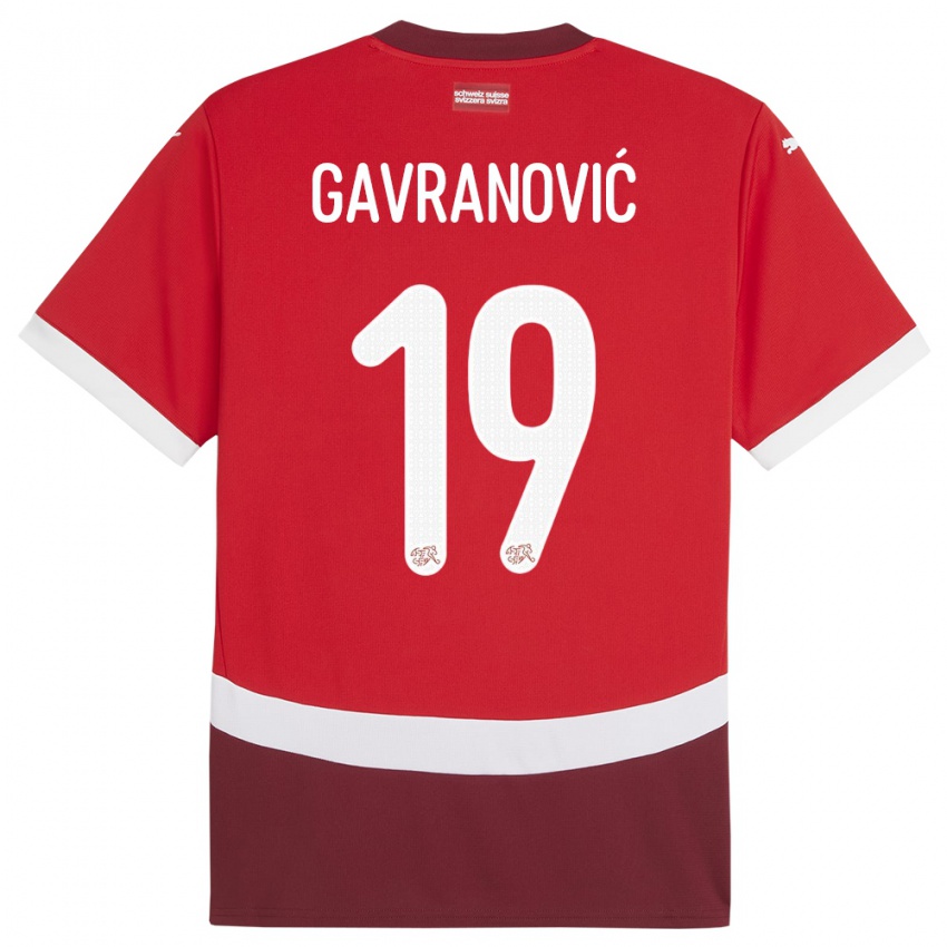 Bambino Maglia Svizzera Mario Gavranovic #19 Rosso Kit Gara Home 24-26 Maglietta