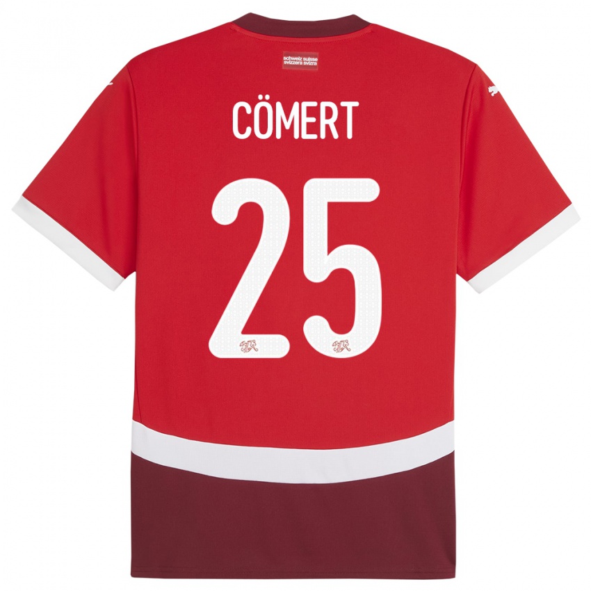 Bambino Maglia Svizzera Eray Comert #25 Rosso Kit Gara Home 24-26 Maglietta