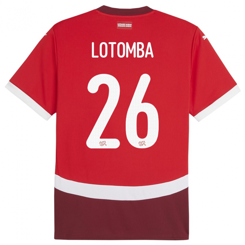 Bambino Maglia Svizzera Jordan Lotomba #26 Rosso Kit Gara Home 24-26 Maglietta