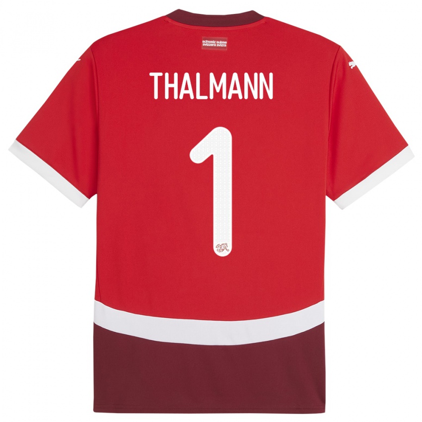 Bambino Maglia Svizzera Gaelle Thalmann #1 Rosso Kit Gara Home 24-26 Maglietta