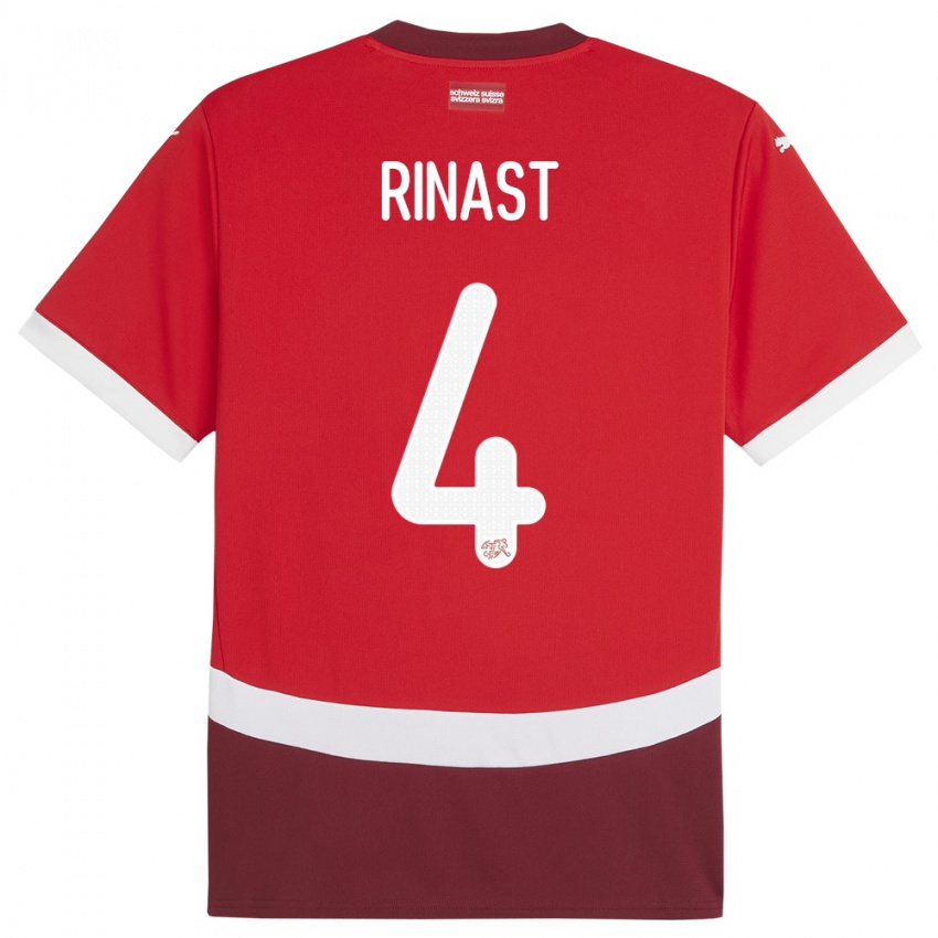 Bambino Maglia Svizzera Rachel Rinast #4 Rosso Kit Gara Home 24-26 Maglietta