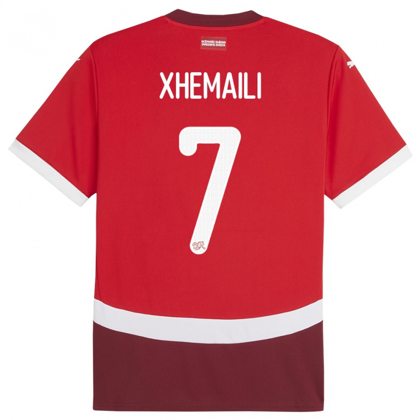 Bambino Maglia Svizzera Riola Xhemaili #7 Rosso Kit Gara Home 24-26 Maglietta