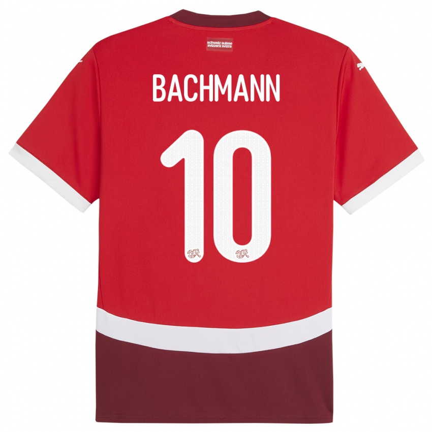 Bambino Maglia Svizzera Ramona Bachmann #10 Rosso Kit Gara Home 24-26 Maglietta