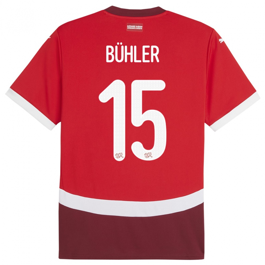 Bambino Maglia Svizzera Luana Buhler #15 Rosso Kit Gara Home 24-26 Maglietta