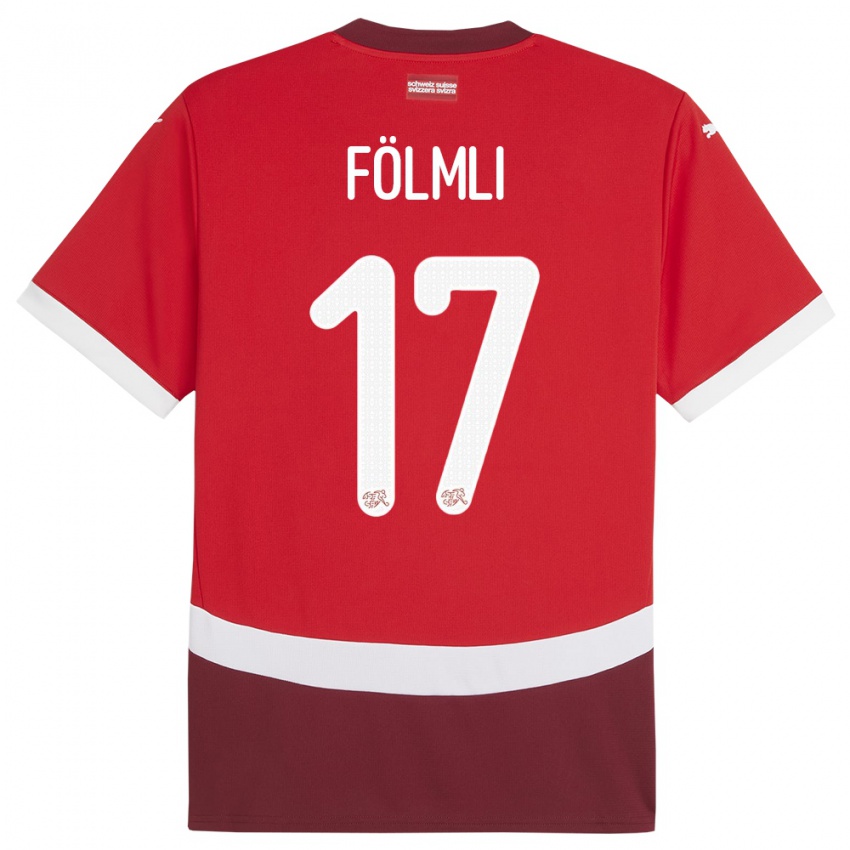 Bambino Maglia Svizzera Svenja Folmli #17 Rosso Kit Gara Home 24-26 Maglietta