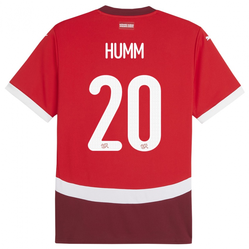 Bambino Maglia Svizzera Fabienne Humm #20 Rosso Kit Gara Home 24-26 Maglietta