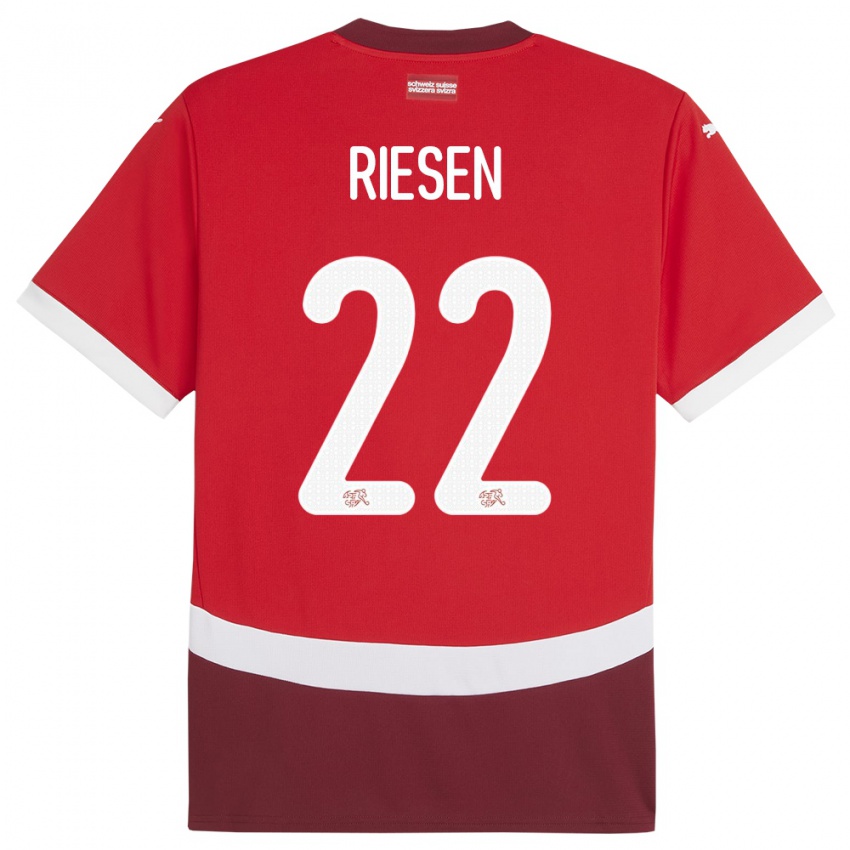 Bambino Maglia Svizzera Nadine Riesen #22 Rosso Kit Gara Home 24-26 Maglietta