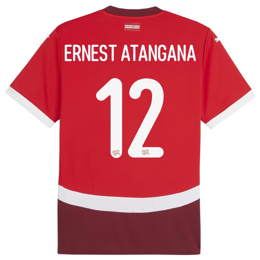 Bambino Maglia Svizzera Brian Ernest Atangana #12 Rosso Kit Gara Home 24-26 Maglietta