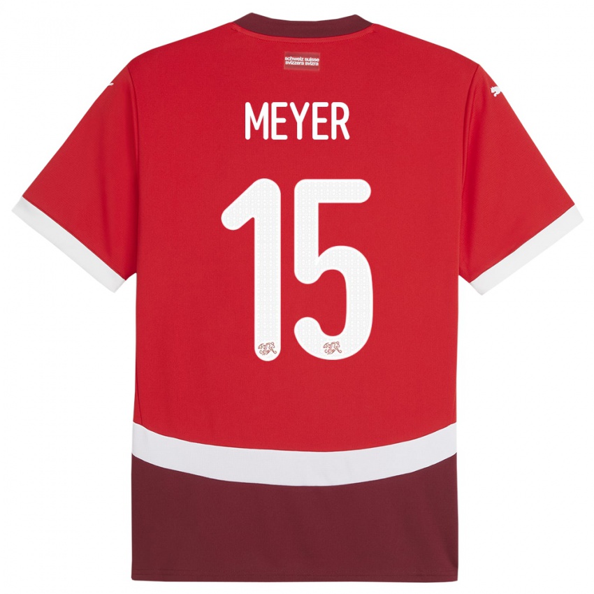 Bambino Maglia Svizzera Leny Meyer #15 Rosso Kit Gara Home 24-26 Maglietta