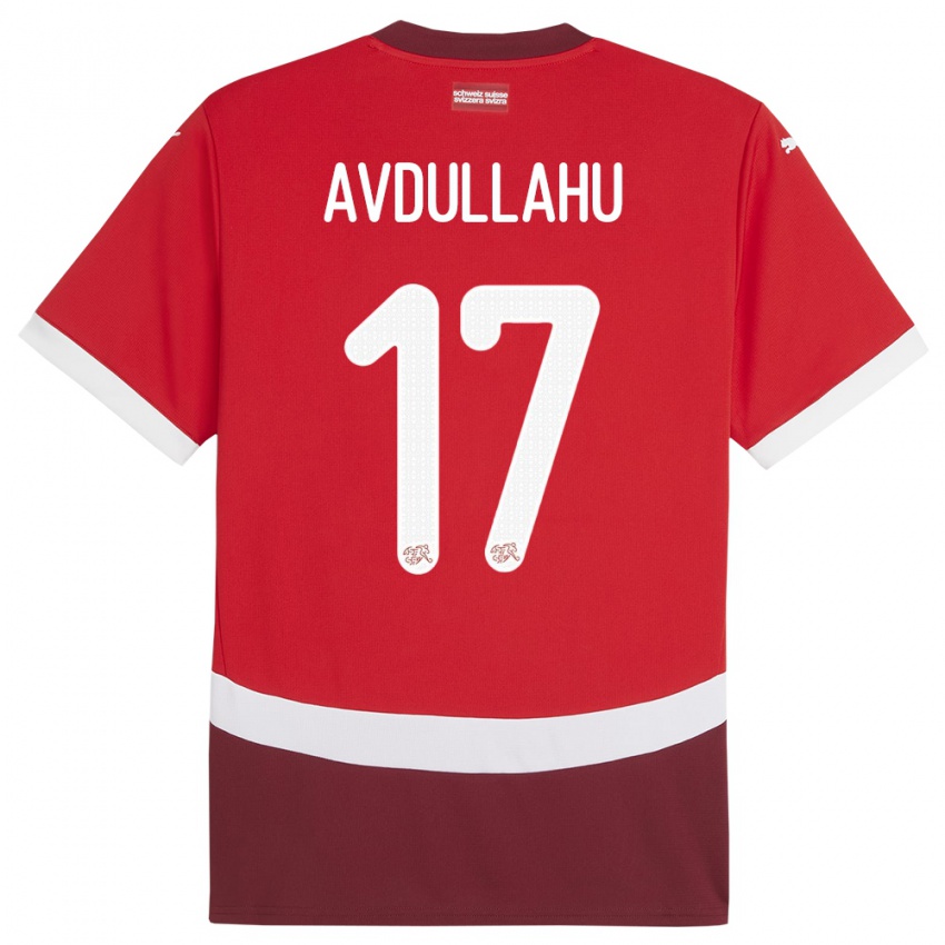 Bambino Maglia Svizzera Leon Avdullahu #17 Rosso Kit Gara Home 24-26 Maglietta