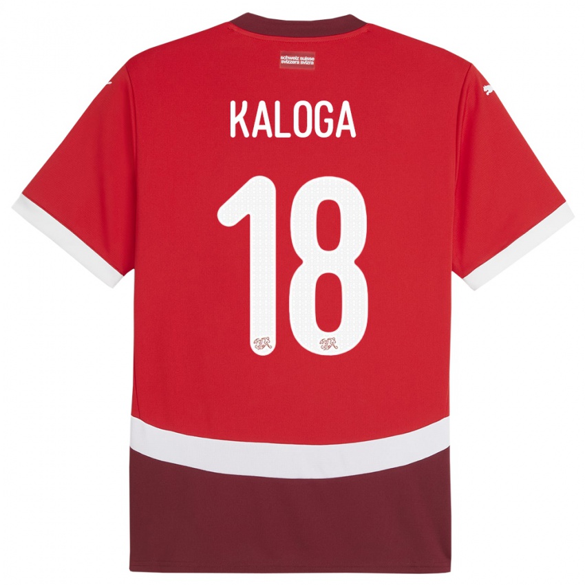 Bambino Maglia Svizzera Issa Kaloga #18 Rosso Kit Gara Home 24-26 Maglietta