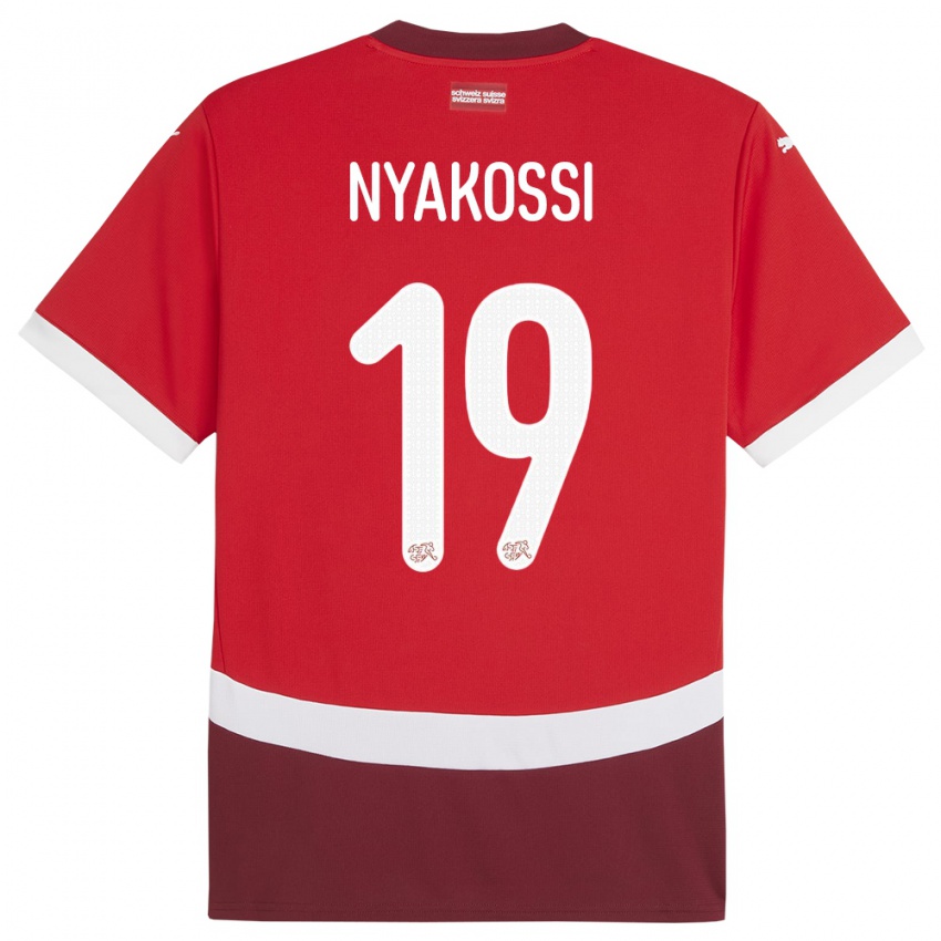 Bambino Maglia Svizzera Roggerio Nyakossi #19 Rosso Kit Gara Home 24-26 Maglietta