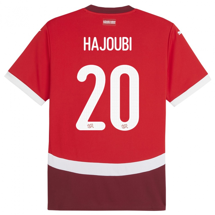 Bambino Maglia Svizzera Amin Hajoubi #20 Rosso Kit Gara Home 24-26 Maglietta